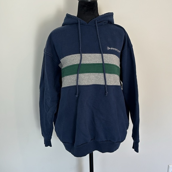 Men’s DUNLOP SPORT hoodie navy blue with grey and green stripes size medium - Picture 1 of 6